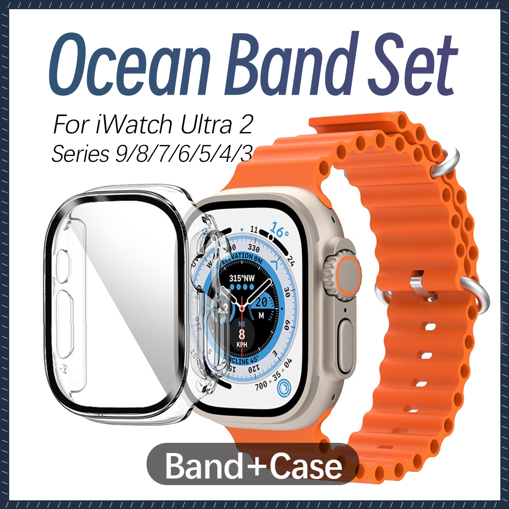 Ocean Band Sport Silicone Strap for iWatch Ultra 2 49mm Watchband ...