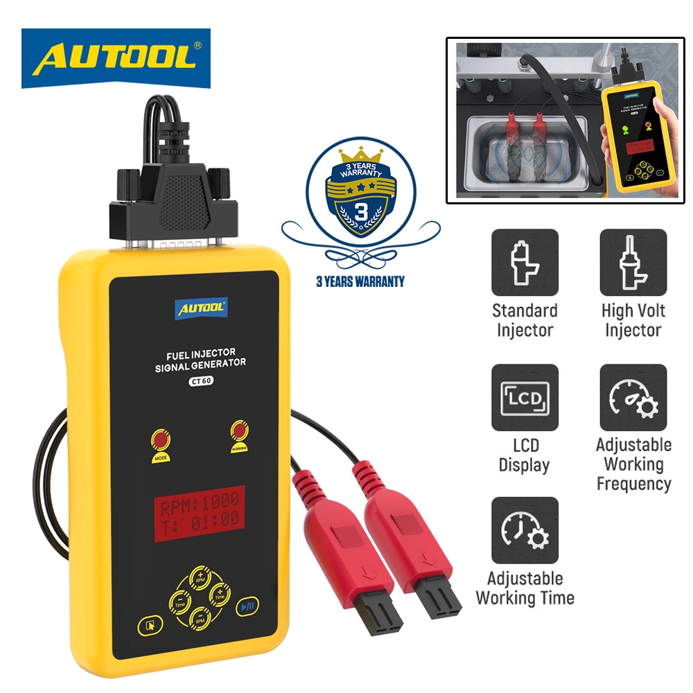 AUTOOL CT60 Car Fuel Injector Tester, Vehicle Fuel Pump Pressure Test ...