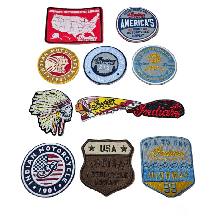 Custom Logo Embroidery Iron On Sew On Indian Motorcycles Design Applique  Patches For Clothing Stickers Garment Jeans Jacket Badge