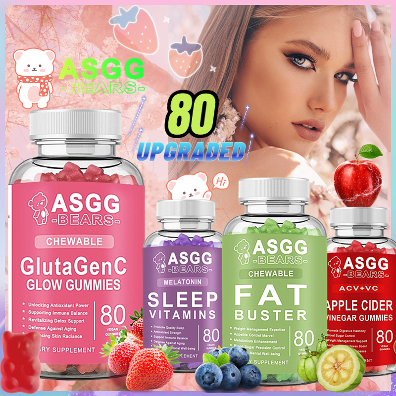 Asgg Glutathione Collagen Glow Gummies Apple Cider Vinegar Gummies Slimming Glutagen C Health