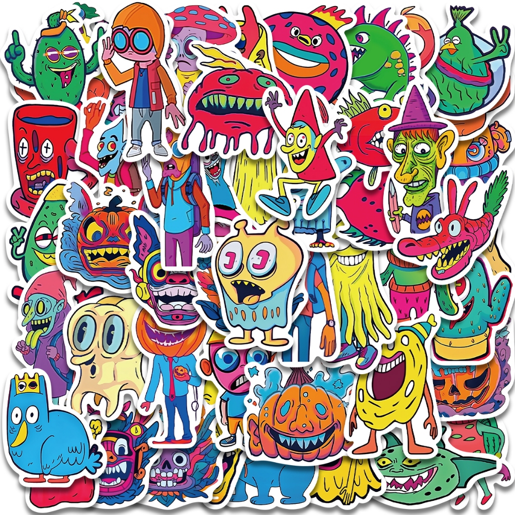 50 pcs Scary graffiti stickers Graffiti Cartoon Skateboard Waterproof ...
