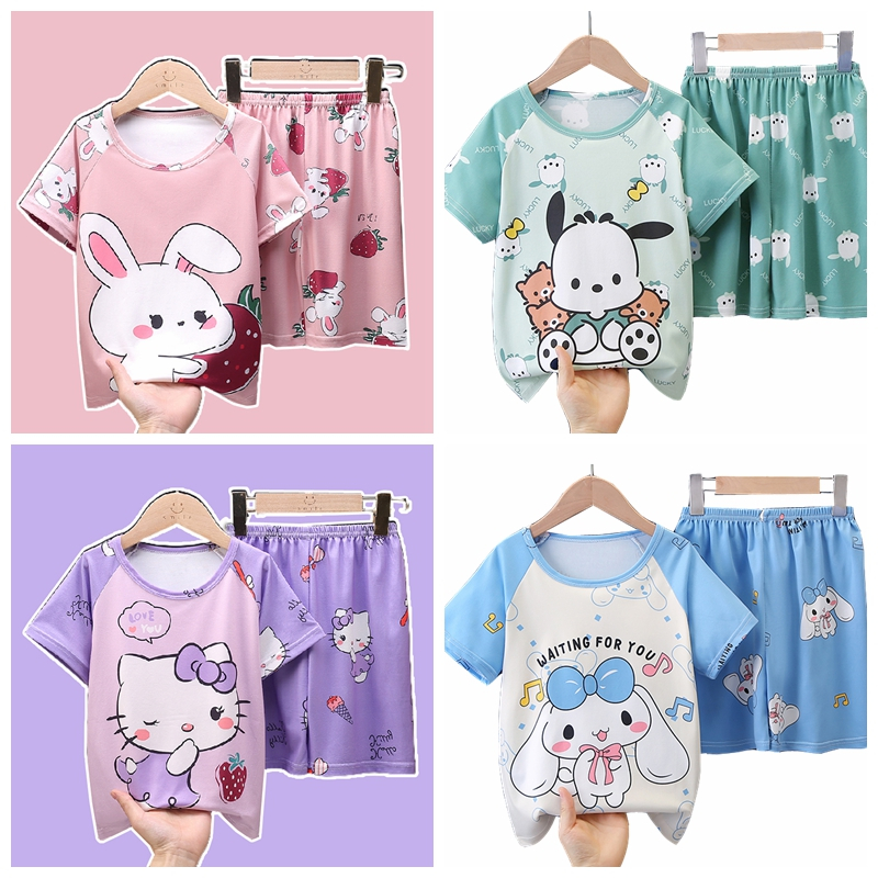 Pyjamas Kids Korean Style Girl Pajamas Short Sleeve Nightsuit Cute ...