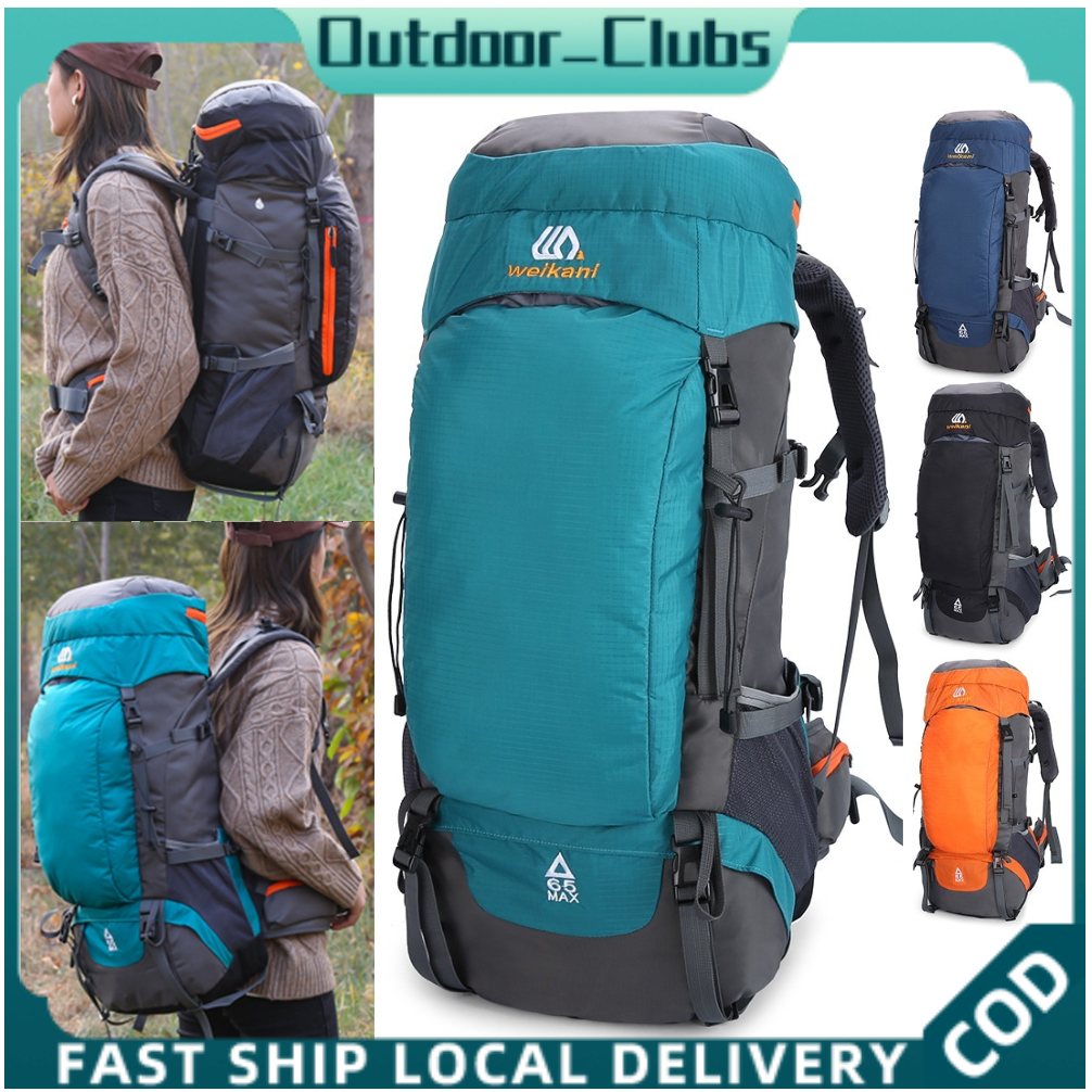 【weikani】 65L Hiking Backpack Waterproof Outdoor Sport Travel Daypack Large  Capacity Camping Climbing Backpack for Men Women Camping Trekking Touring