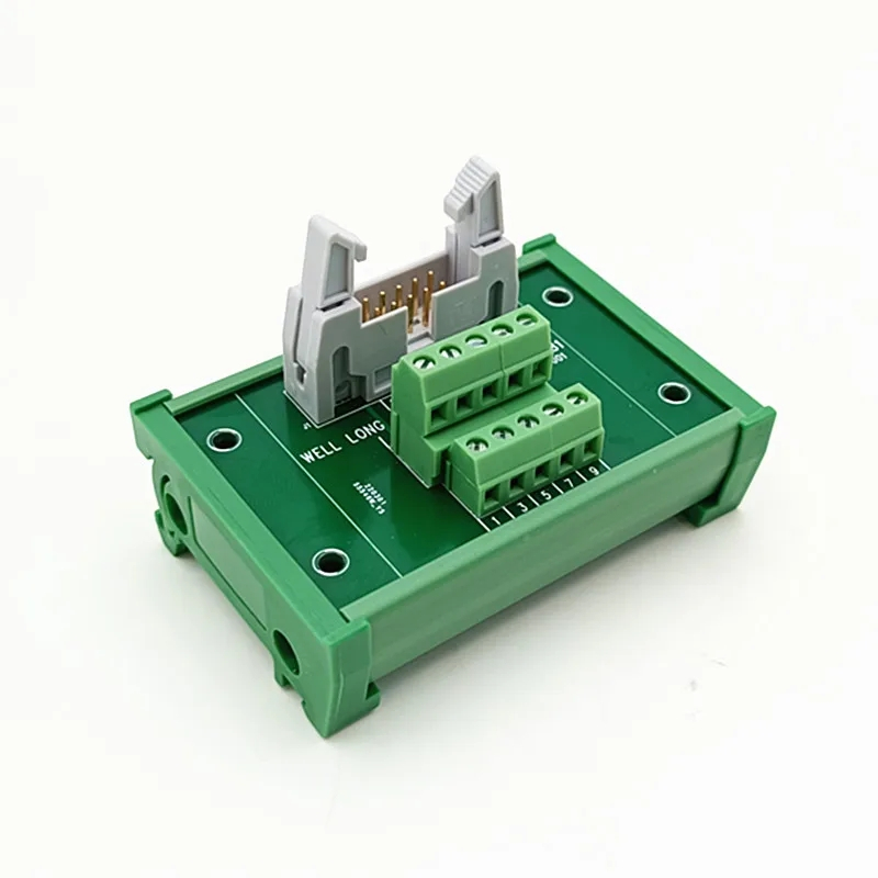 DIN Rail Mount IDC10 2x5 Pins 0.1" Male Header Breakout Board, Terminal ...