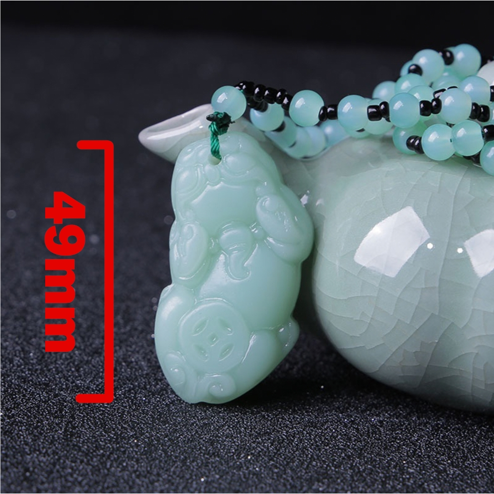 Carved Natural Green Jade Table Top Feng Shui Lucky Pixiu Bell Figure & Pendant vs967NS