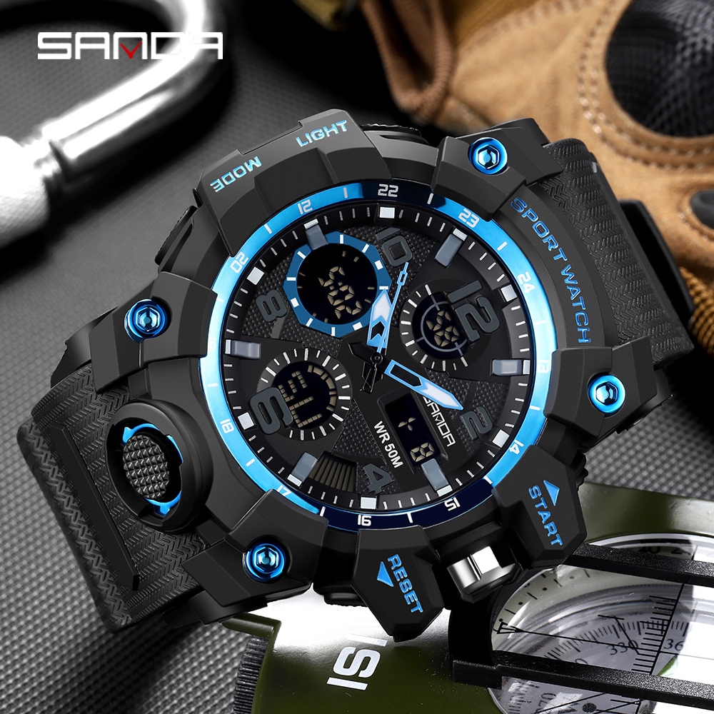 SANDA G Style New Men's Watches 50M Waterproof Shock Sports Military ...