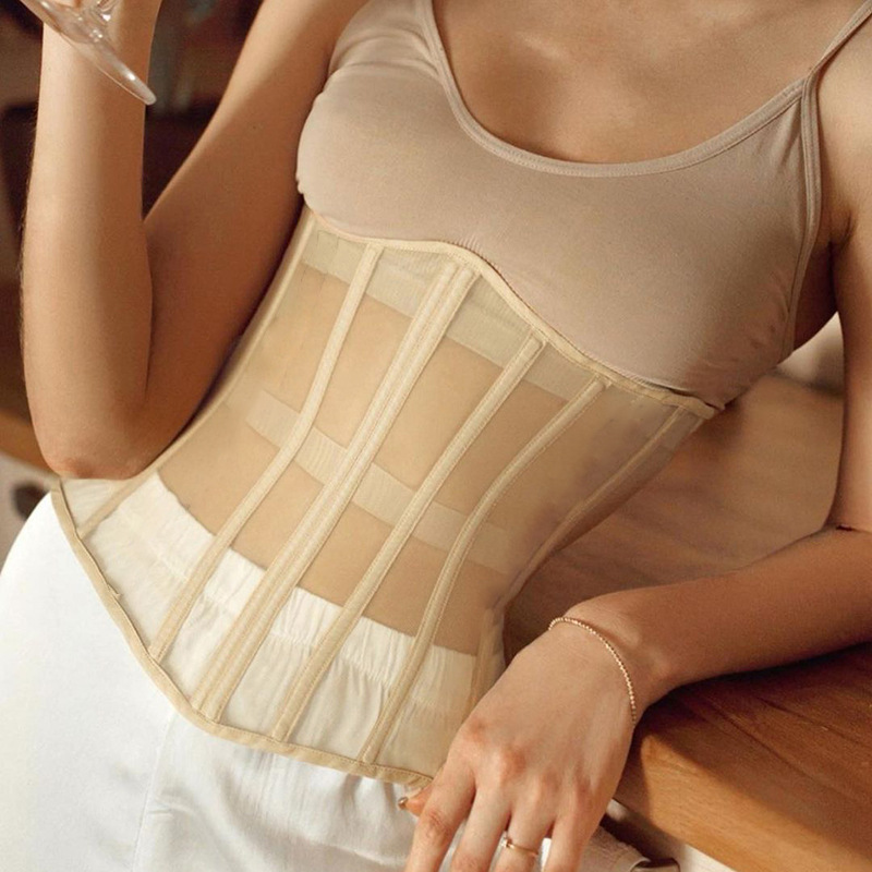 ICE-Ladies mesh corset short belt, sexy solid color belt, clothing  accessories
