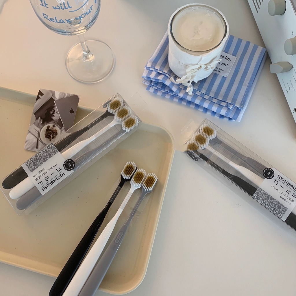 Ohaya | Super Soft~Simple Three-Color Soft Toothbrush Set Family Travel ...