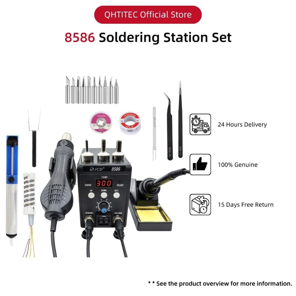 2 in 1 Digital Soldering Station Hot Air Gun Solder Iron SMD BGA Rework ...