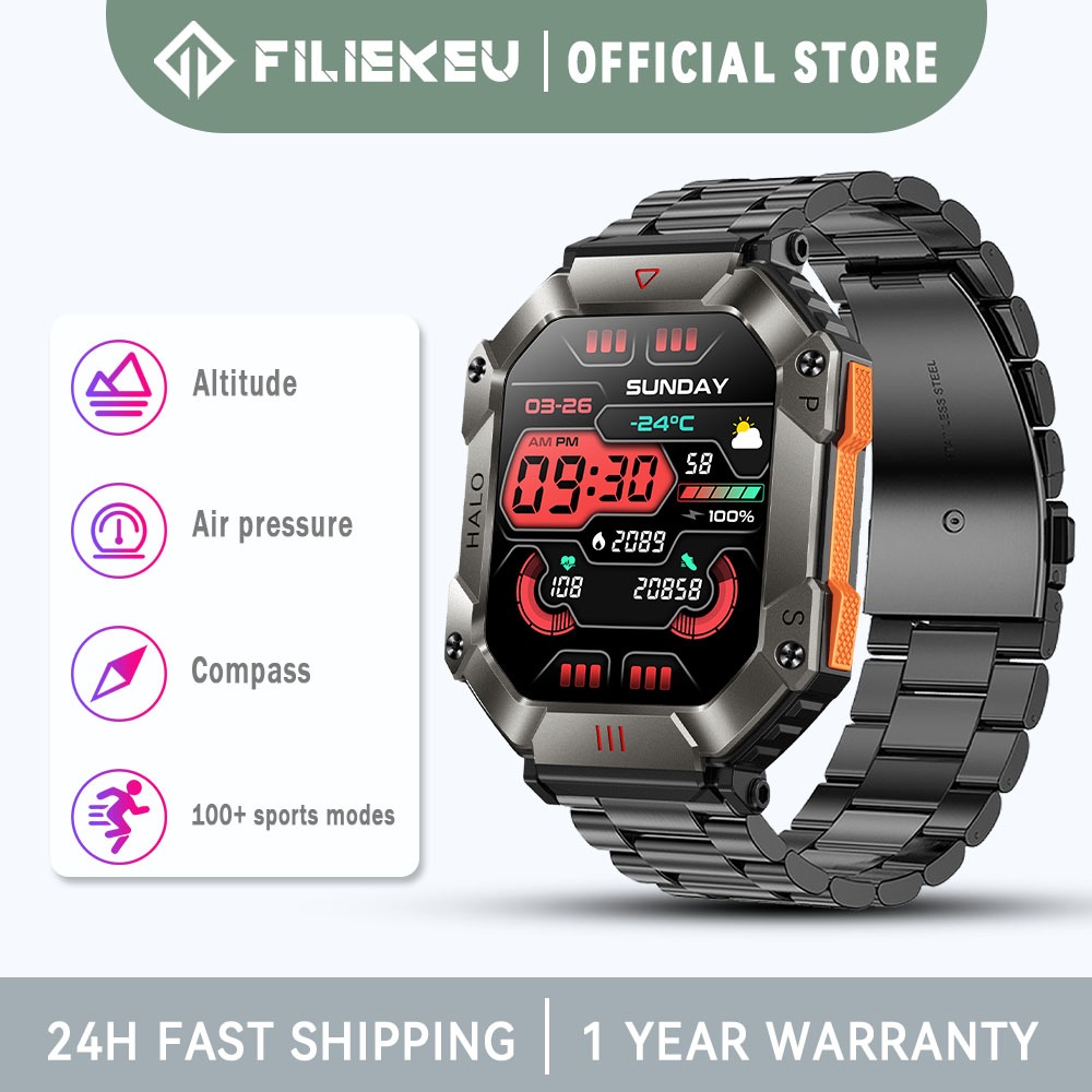 FILIEKEU smart watch for men GPS Compass altitude pressure military