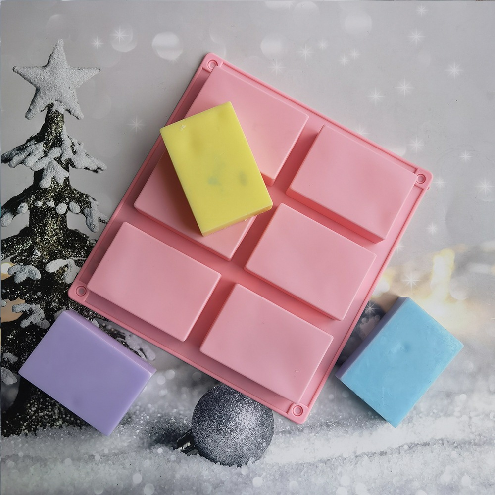 NTPH 6 Cavity Square Plain Soaps Mold Rectangle DIY Handmade Soap Form