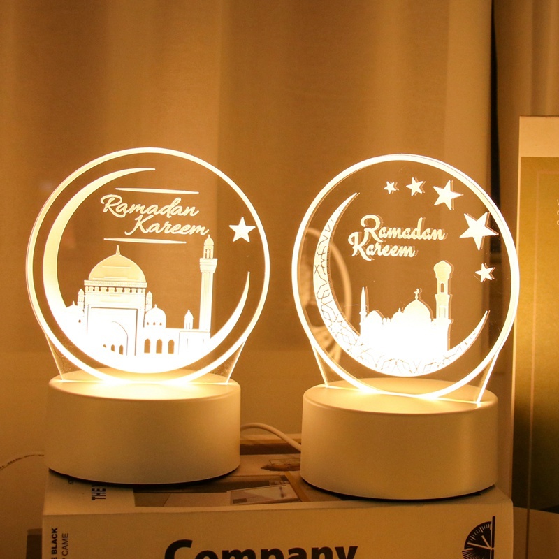 Eid Mubarak Moon Night light with USB Powered Warm Light Hari Raya ...