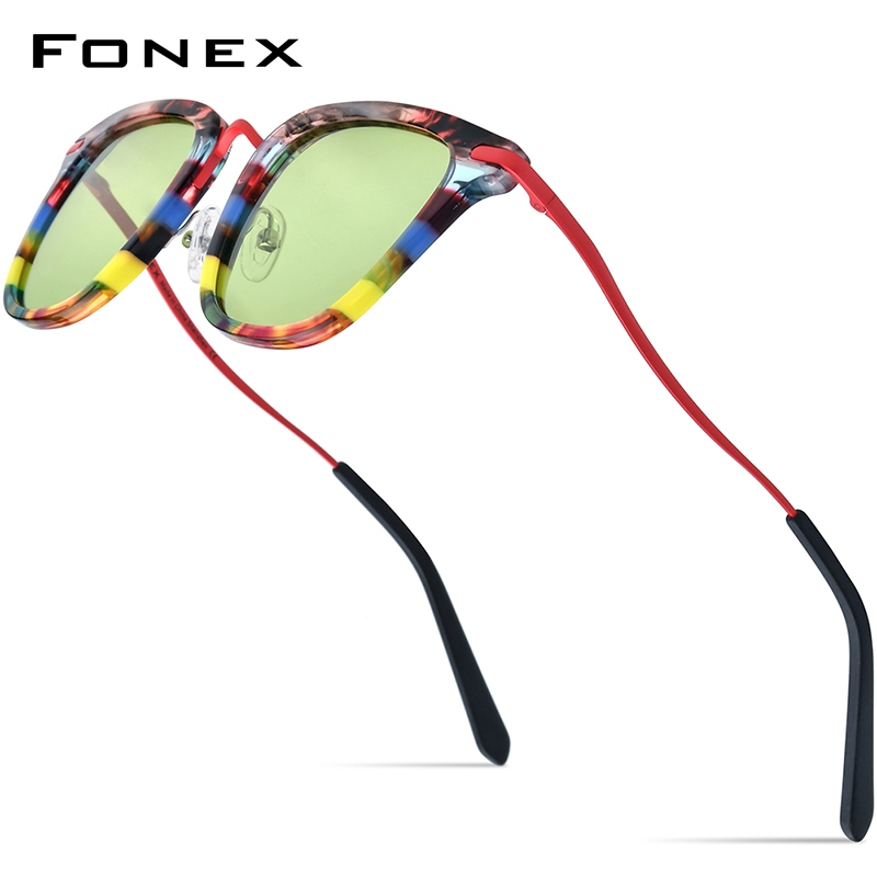 FONEX Acetate Titanium Polarized Sunglasses Men 2024 New Simple Fashion  Colorful Square UV400 Sun Glasses Women Shades F85793T