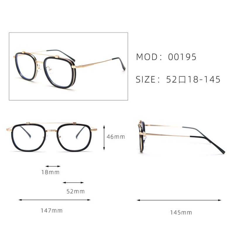 New Fashion Metal Double Beam Pilot Eyeglasses Frame Men Women Vintage ...