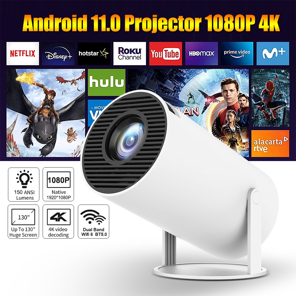 Projector 4K Android 11.0 Built In Bluetooth Portable Projector HD 8000 ...