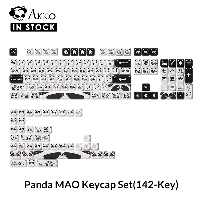Akko Panda MAO 142-Key PBT Dye-sub Full Keycap Set for Mechanical ...