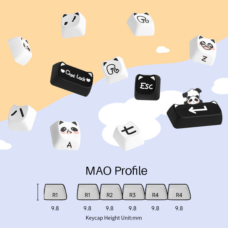 Akko Panda MAO 142-Key PBT Dye-sub Full Keycap Set for Mechanical ...