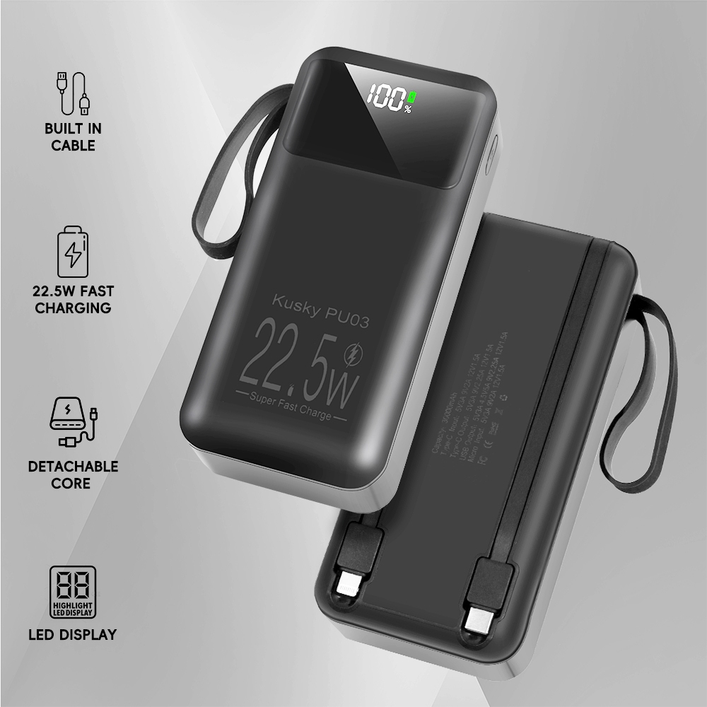 Kusky PU03 Powerbank 30000mAh PU03 QC 3.0 PD Fast Charge Power bank ...