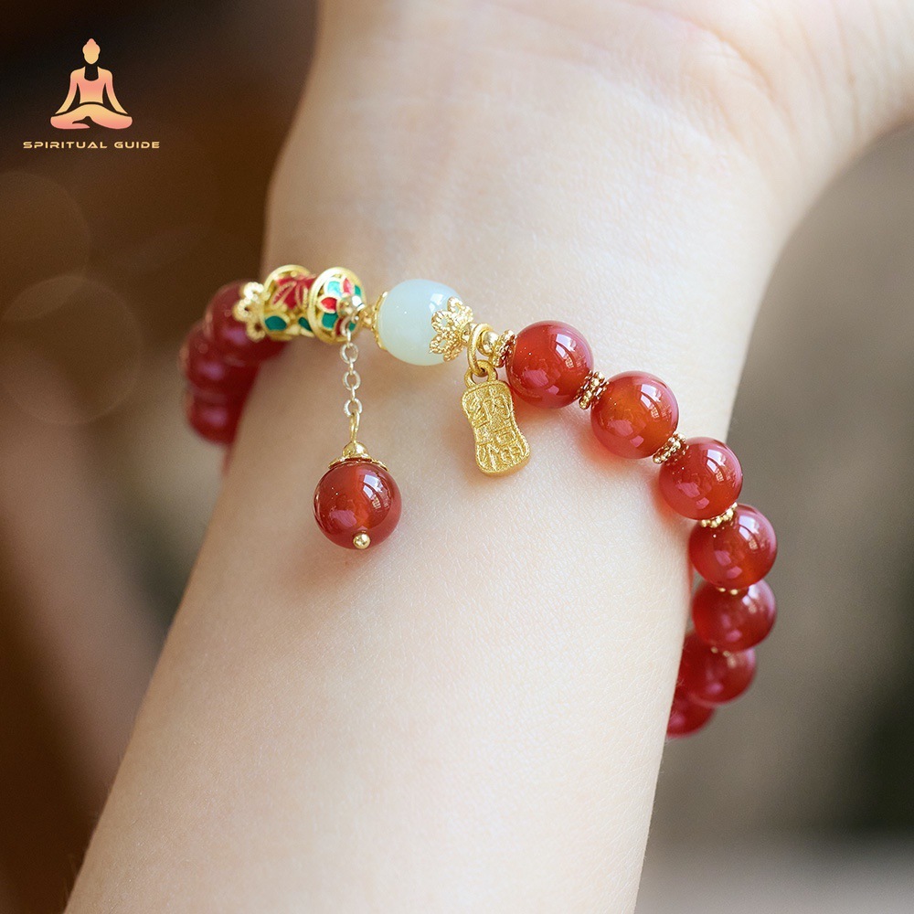2024 Hetian Jade Lucky Bracelet Natural Red Agate Bracelet Shopee