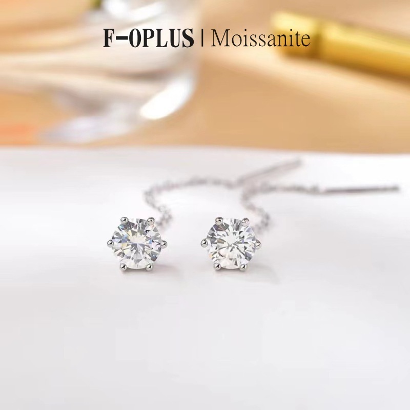 F-OPLUS 925 Sterling Silver Fashion Earrings for Women D-color Real  Moissant Diamond Earring with GRA Cetificate for