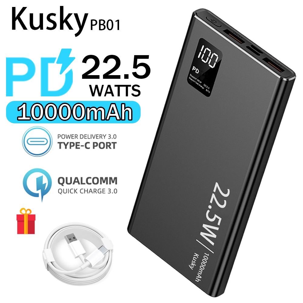 Kusky PB01 Powerbank 10000mAh 3A 22.5W PD Fast Charging Power bank with