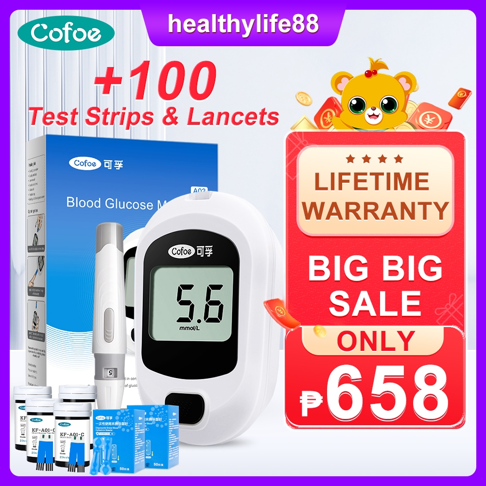 Cofoe Blood Glucose Meter with 100pcs Test Strips Lancets