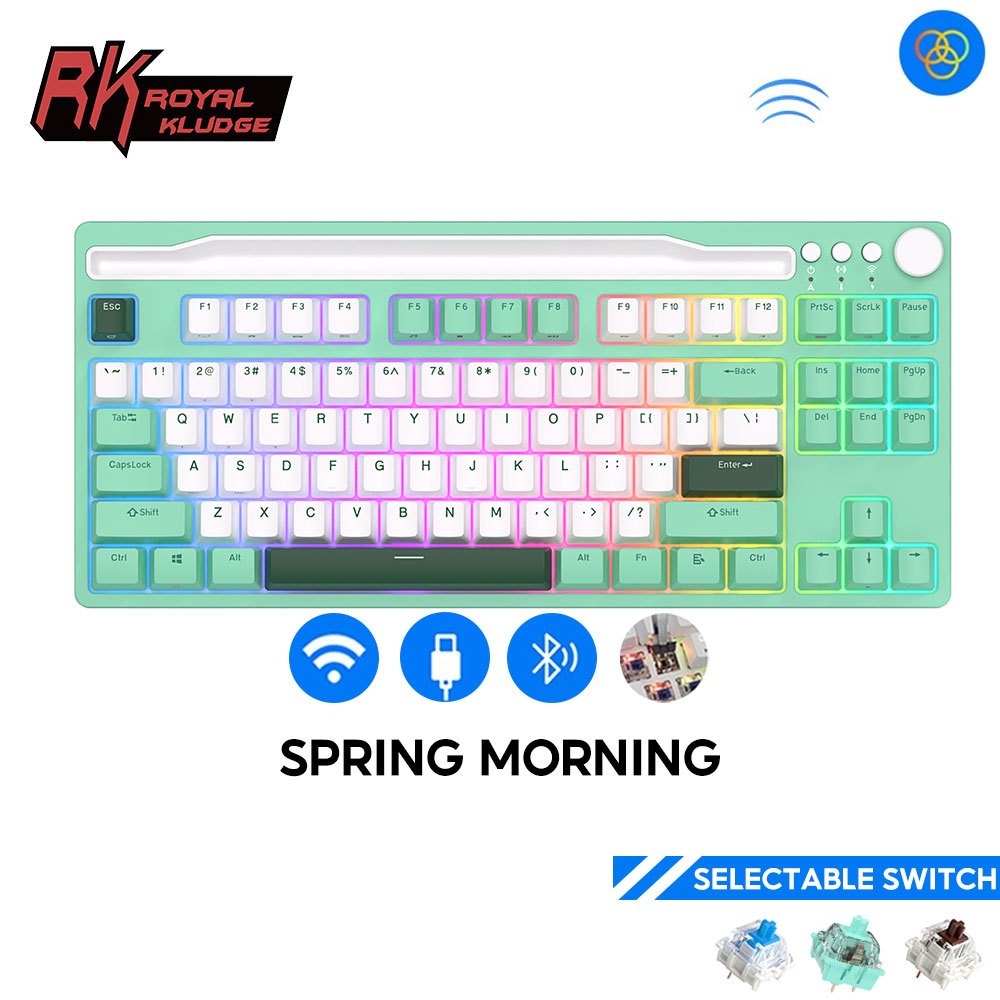 RK Royal Kludge Rk H87 Three Modes Wireless 87 keys Mechanical Keyboard ...