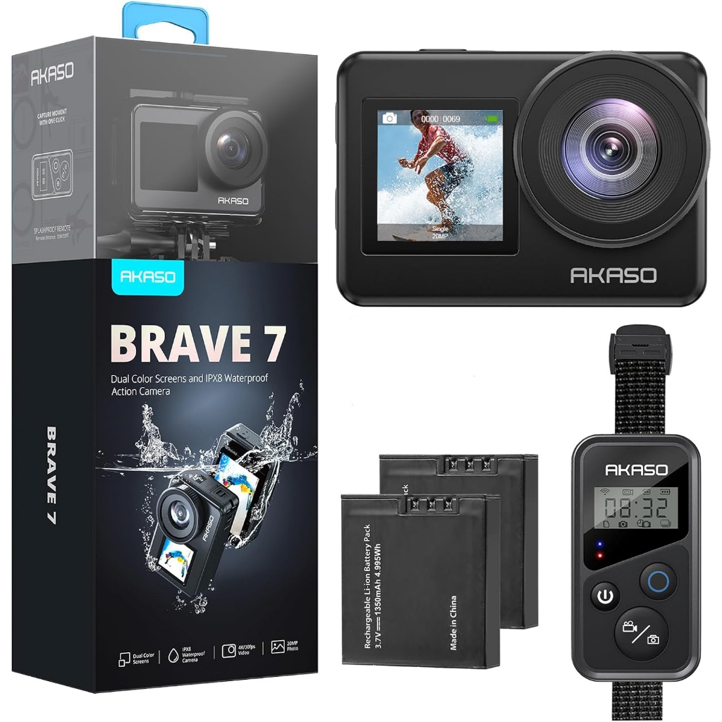 AKASO Brave 7 4K30Fps 20Mp Wifi Action Camera With Touch Screen Vlog