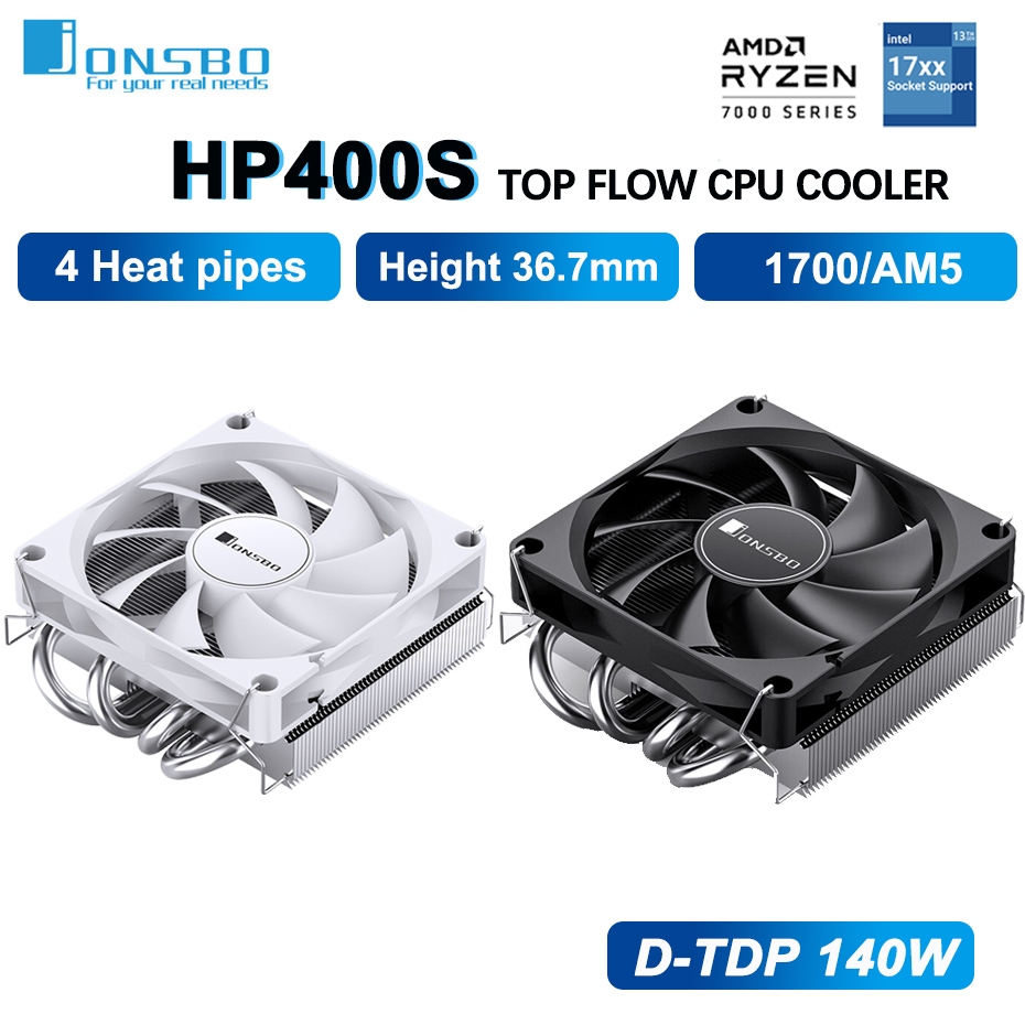 JONSBO HP-400S Black/White CPU Cooler PWM 90mm Fan 4 Heat Pipe Push ...