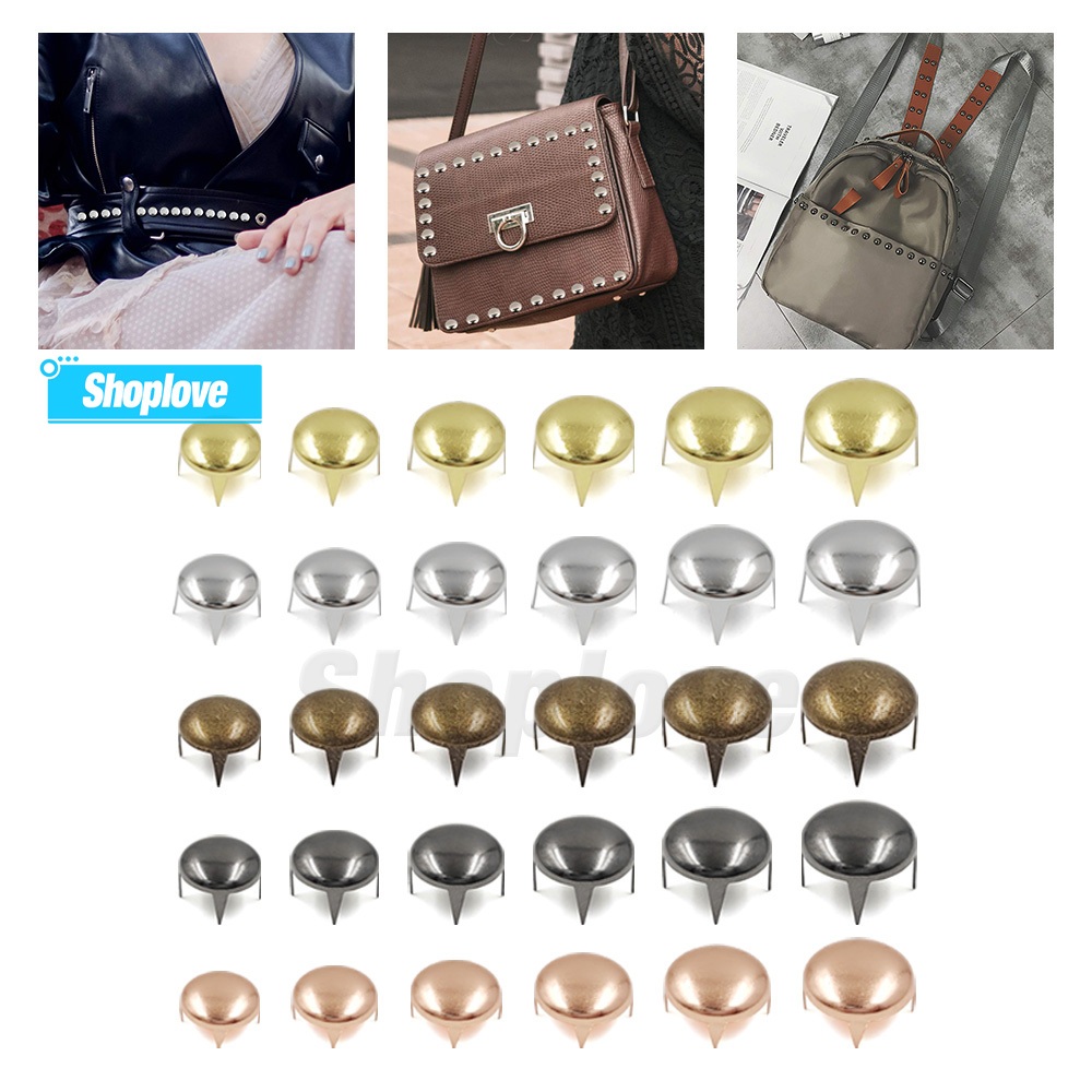100Pcs 6-12mm Metal Spike Rivets Round Studs Punk Rock Leather Craft ...
