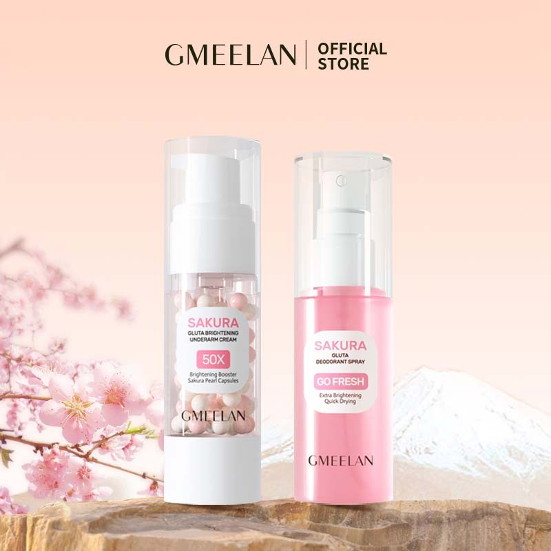 GMEELAN Underarm Whitening Cream and Gluta Deodorant Spray Set 30g+50ml