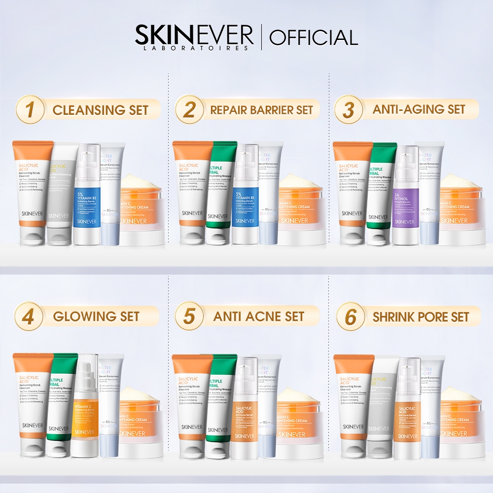 SKINEVER FDA Salicylic Acid Skin Care Set Refreshing Scrub Cleanser