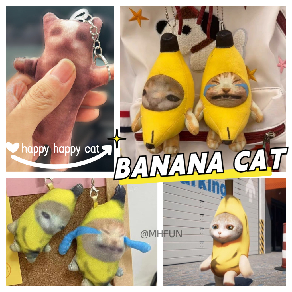 Banana Cat Crying Keychain Plush With Sound Happy Happy Cat Popular T Banana Cat Shopee