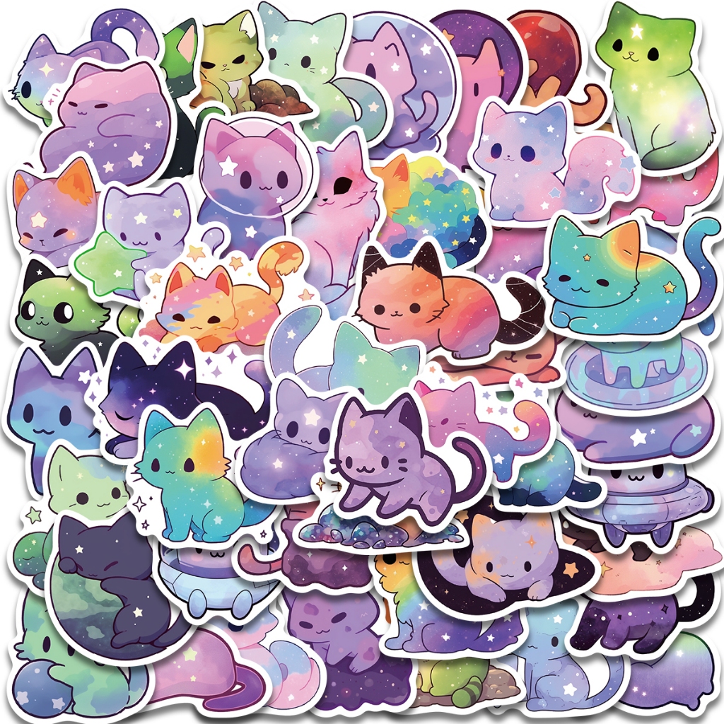 50 pcs Starry cat stickers Graffiti Cartoon Skateboard Waterproof ...