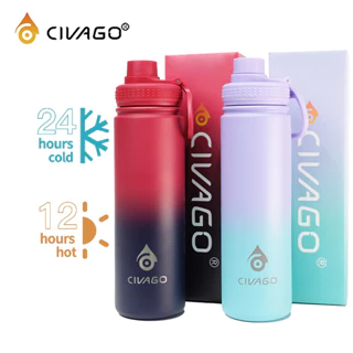 CIVAGO（18oz/22oz/32oz/40oz) Tumbler Wide Mouth with Cap Lid Vacuum Insulated Tumbler Hot And Cold Drinking Water Bottle