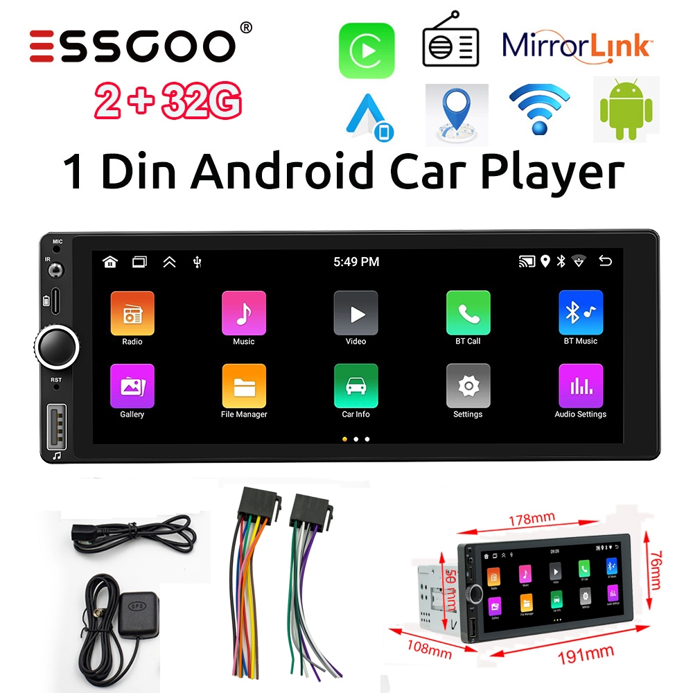  Android Single Din Car Stereo with Bluetooth,6.9