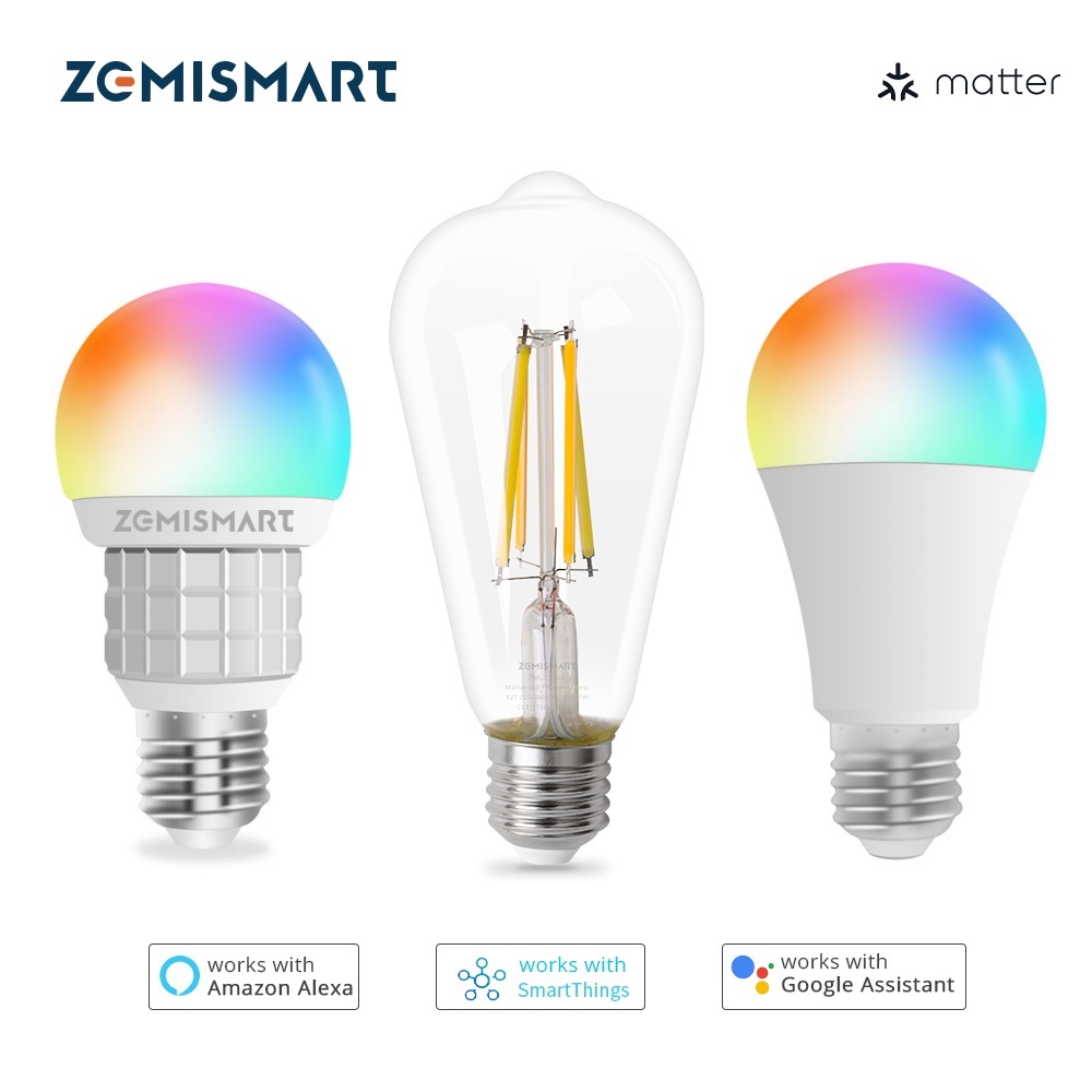 Zemismart Matter WiFi Bulb E27 LED Matter Bulb Dimmer Homekit