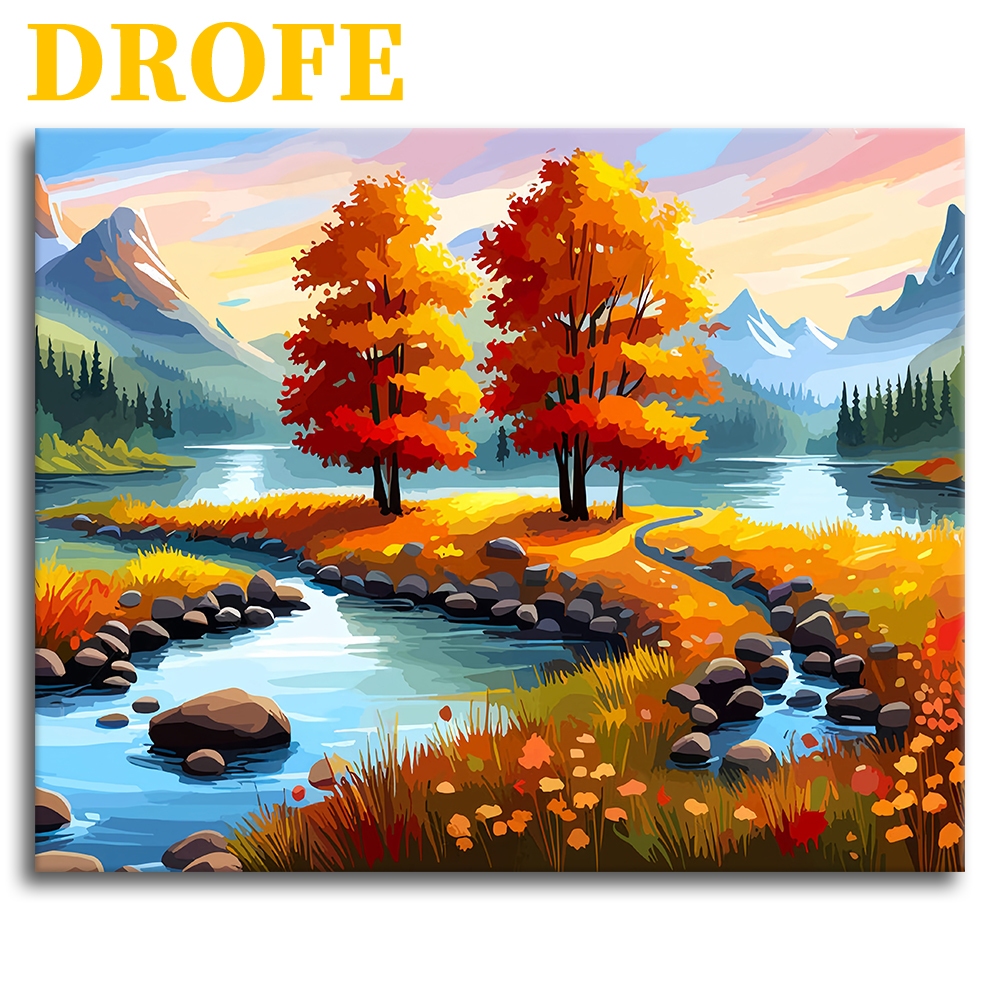 DROFE / Paint By Numbers / Autumn Maple Tree / Digital Oil Painting by ...