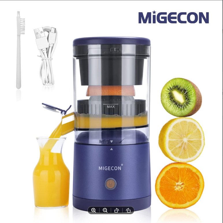 Migecon Electric Wireless Citrus Juicer Portable Orange Squeezer with