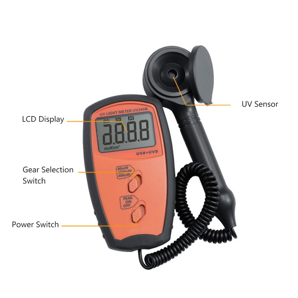 UV Light Meter UVA UVB Tester 290‑390nm LCD Display UVA UVB Radiometer ...