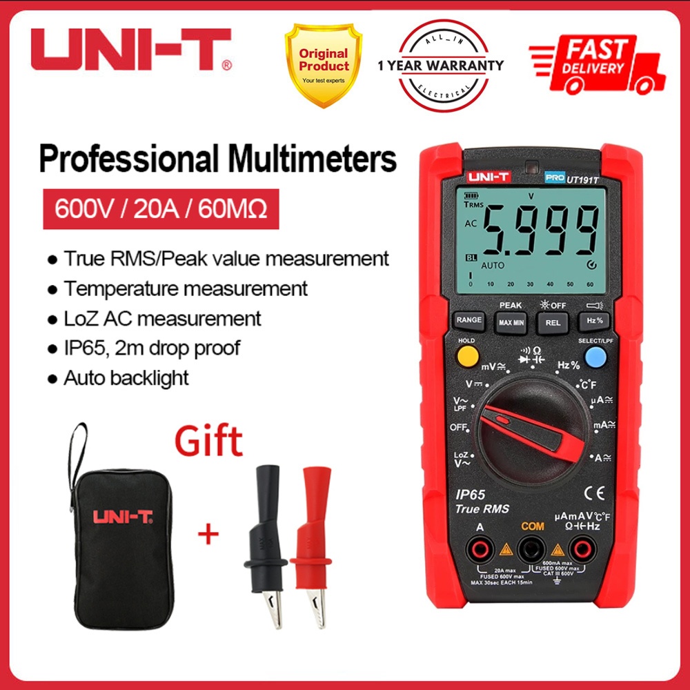 UNI-T Tester Digital Multimeter Profesional UT191T UT191E True RMS Auto ...