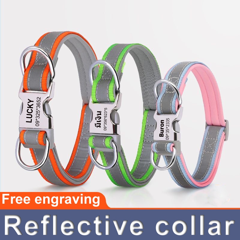 Custom pet collar personalized adjustable dog collar reflective ...