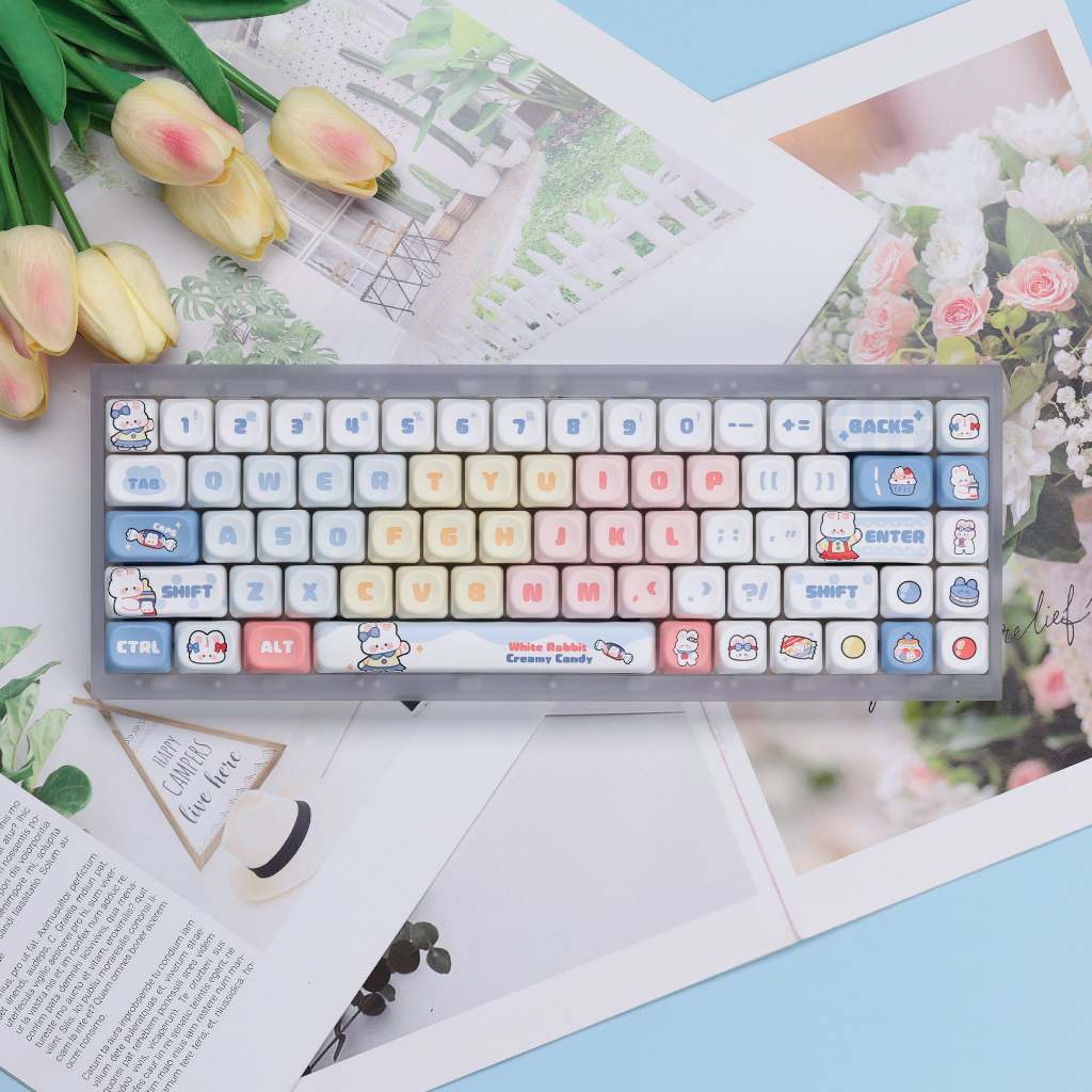 KBDfans WHITE RABBIT CREAMY CANDY MOA PROFILE KEYCAPS SET | Shopee ...