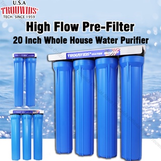 2-stage Sediment/GAC Whole House Water Filter 20x 2.5 Blue/Clear Filter  Housings with Ball Valve.