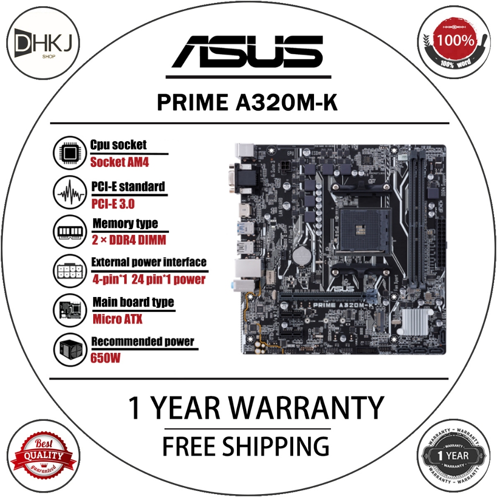 USED ASUS PRIME A320M K Motherboard A320M A320 DDR4 3200MHz 32Gb/s M.2 ...