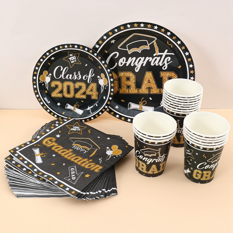 2024 Graduation Disposable Tableware Congrats Grad Theme Plates Napkins ...