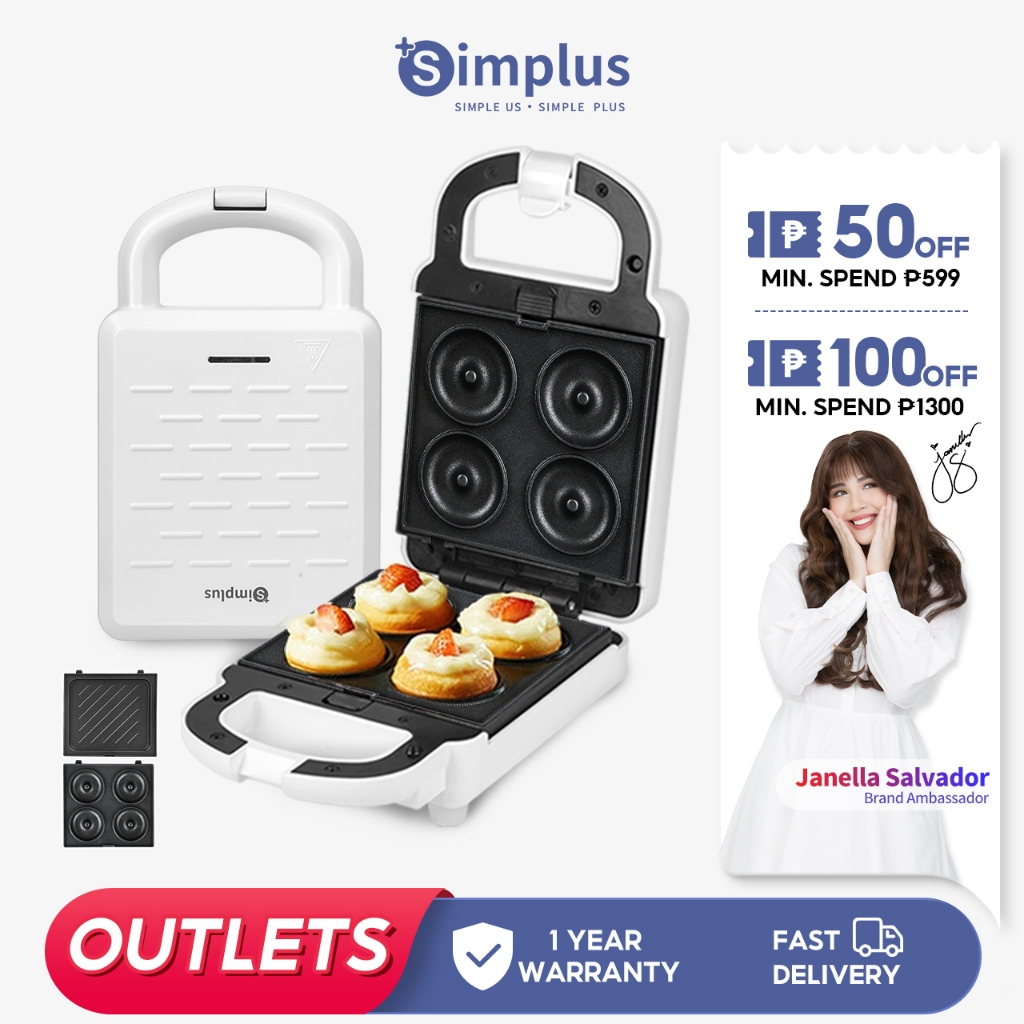 Simplus 2 IN 1 Donut/Waffle/Sandwich Maker Bread Maker Toaster Electric Breakfast Machine