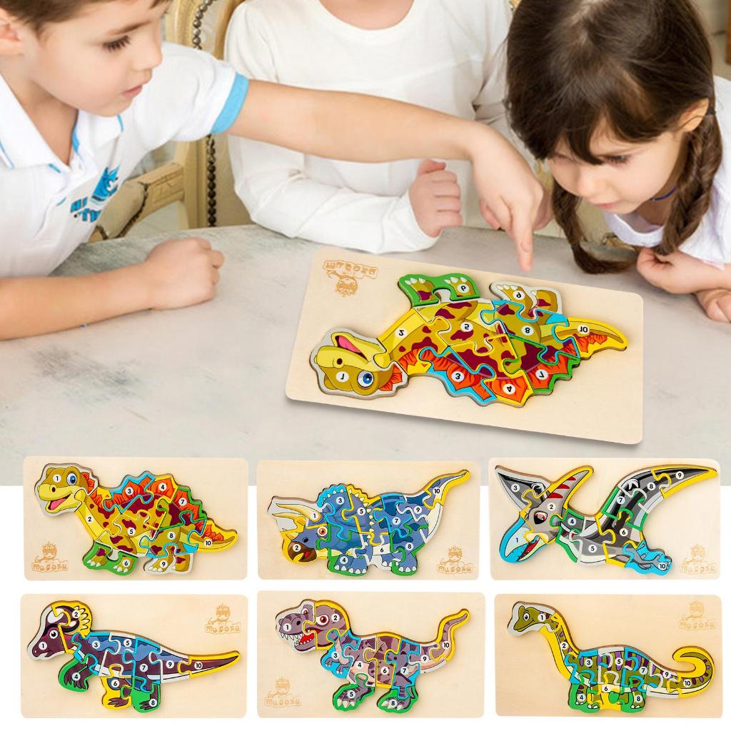 Wooden Dinosaur Puzzles Wooden Animal Puzzle Montessori Jigsaw Puzzles ...