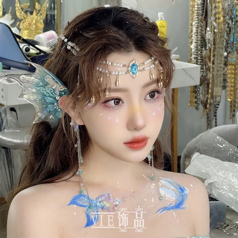Crystal Chain Hair Accessories Fairy Princess Head Chain Tassel ...