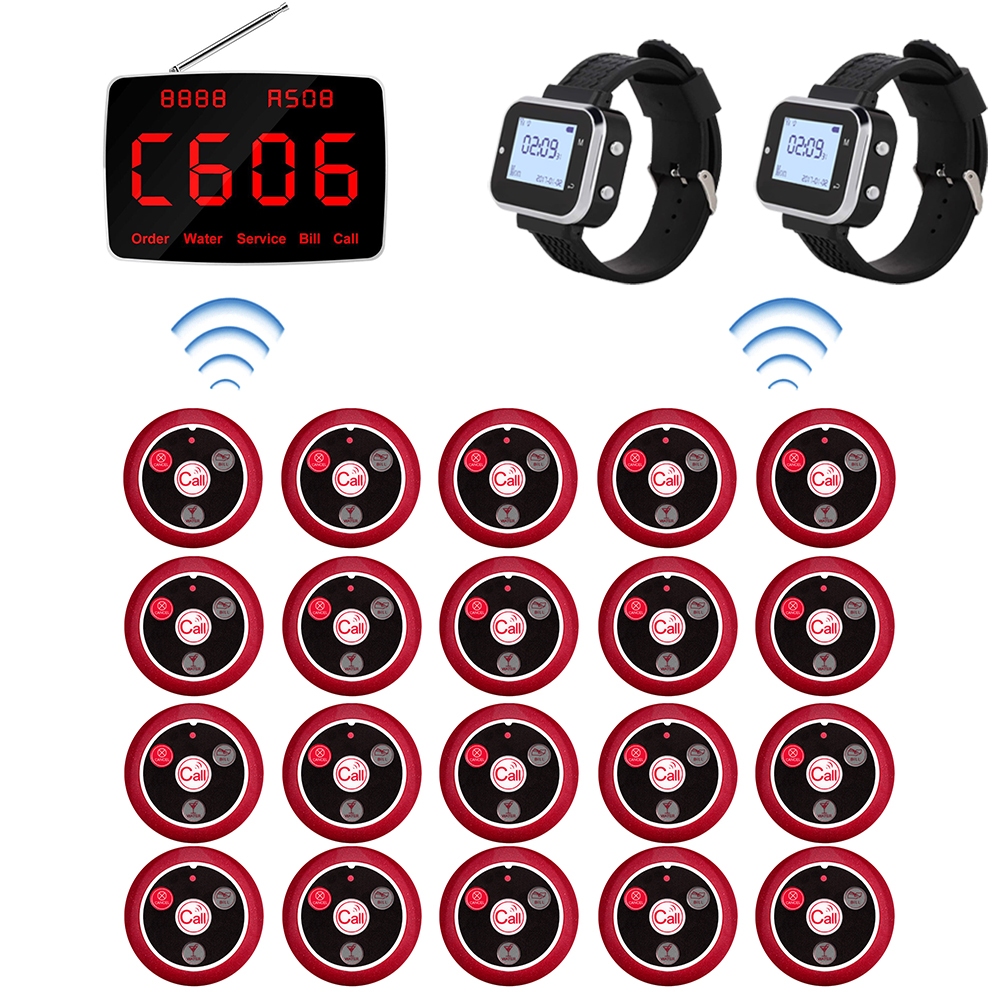 CATEL 2 Waiter Watch Receiver Pagers and 20 Table Call Buttons and 1 ...